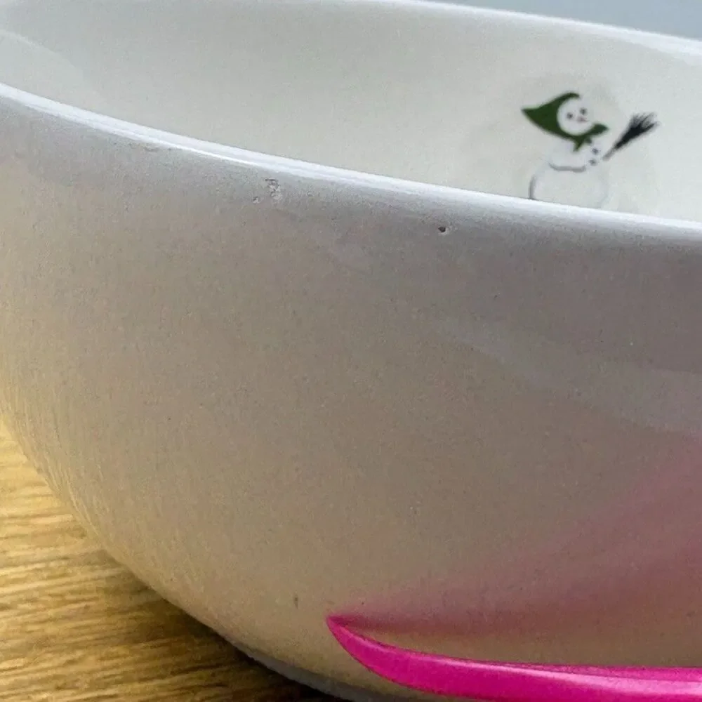 Williams-Sonoma Snowman Coupe Cereal Bowl Broom Winter Christmas Holiday